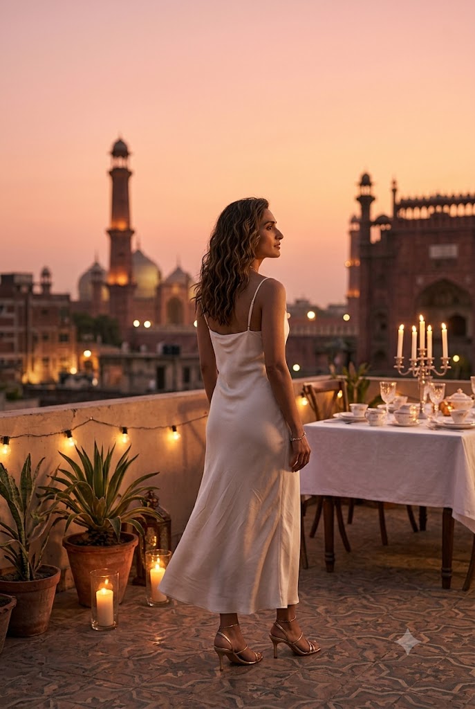 The Sunset Rooftop Dinner Ivory Gown
